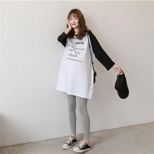 Maternity Cotton Patchwork Dresses Letter 7-point Sleeve Dress Pregnancy Long TShirt Loose Dress Fashion Pregnant Women Clothes