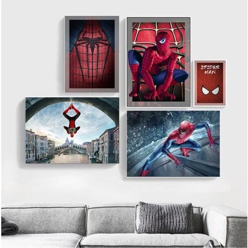 Marvel Spiderman Canvas Paintings Avengers Cartoon Hero Character Posters and Prints Wall Art Picture for Living Room Home Decor