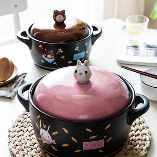 Rabbit Casserole/Stewpot Cute Stew Soup for Household Gas Stove Claypot Rice Soup Pot