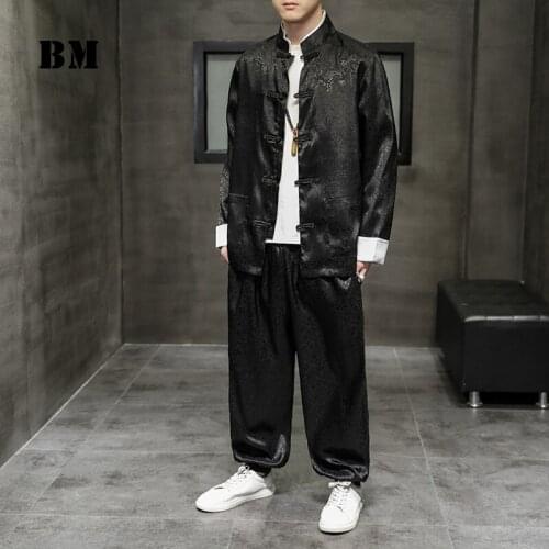 Chinese Traditional Dress 2021 Spring Tang Suit Plus Size Hanfu Men Clothing China Clothes Harajuku Suit Long Sleeve Coat Male