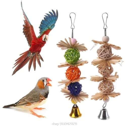 Colorful Parrot Chew Strands Bite Teeth Griiding Ball Bell Attractive Bird Parakeet Toys N26 20 Dropship