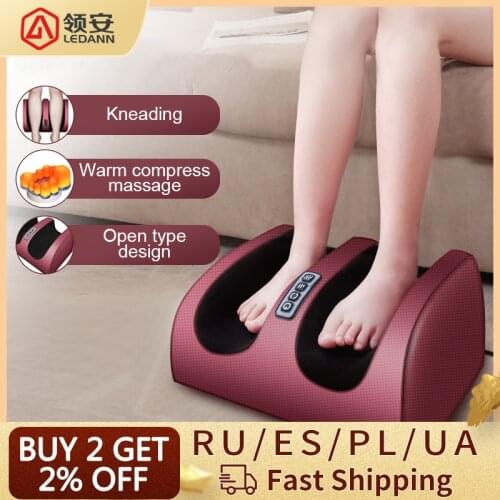 LEDANN Electric Foot Massager Shiatsu Heating Therapy Relaxation Kneading Roller Vibrator Leg Calf Pain Relief Dropshipping Gift