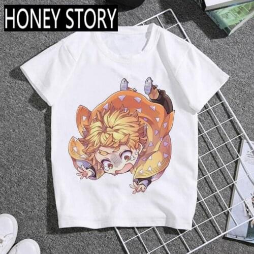 Hot Cartoon Funny Demon Blade Graphic T-shirt Kimetsu No Yaiba T Shirt Kids Kawaii Japanese Anime Shirt Demon Slayer Children