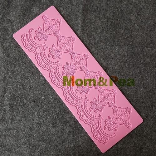 Mom&Pea GX172 Free Shipping Swag Flower Lace Mold Cake Decoration Fondant Cake 3D Mold Food Grade Silicone Mould