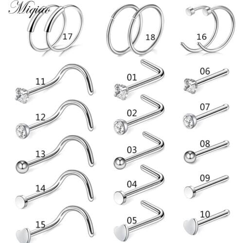 Miqiao Hot Sale Hypoallergenic Stainless Steel Nose Nail Set Exquisite Body Piercing Jewelry