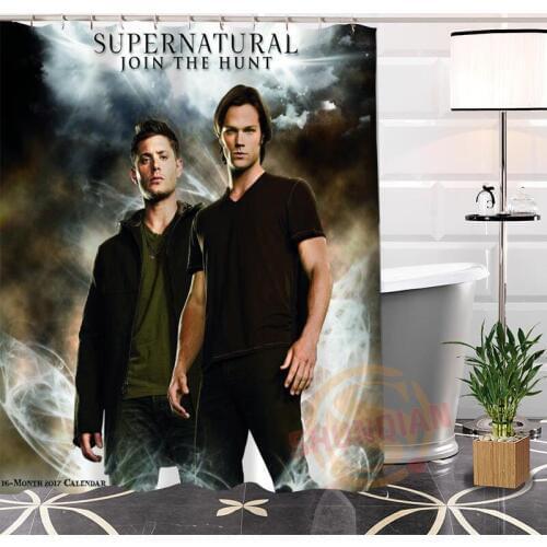 Fashion Modern 100% Polyester Hot Popular Custom Supernatural@2 Fabric Shower Curtain bathroom With Hooks H0223-97