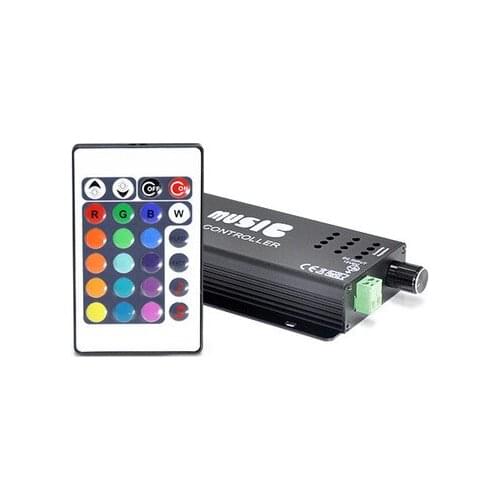 Music Controller Alu Box Free Shipping 5PCS /audio Sound Sensitive For LED RGB Strip For 24keys IR Remote12v/24v 12A Black 12V