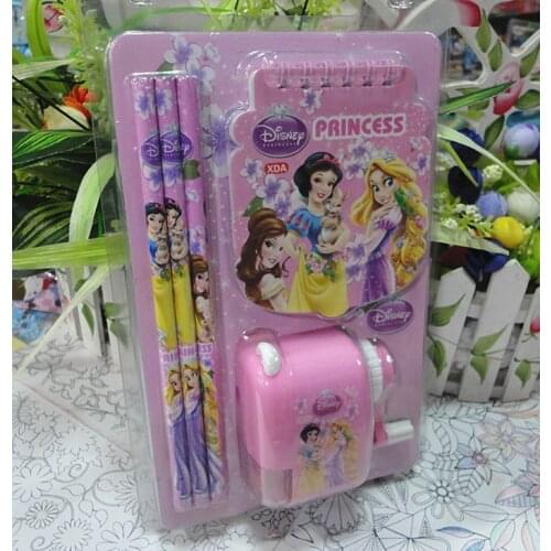 5-piece Disney Stationery Set Cute Frozen Pencil Sharpener Pencil Cartoon Notebook Stationery Student Supplies Promotional Gift