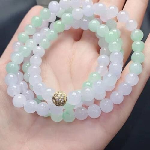 Natural 7A Myanmar green jade bracelet bangle jadite jade108 beads bracelets for women amber jade jewelry 10mm necklace