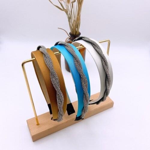 New Fashion Solid Color Rhinestone Twist Chain Headband Sweet Ins Girl Headband Head Buckle