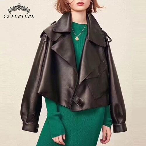 New Genuine Leather Jacket Women Sheepskin Coat Winter Fashion Casual Leather Coats For Women Outwear Overcoat Ladies