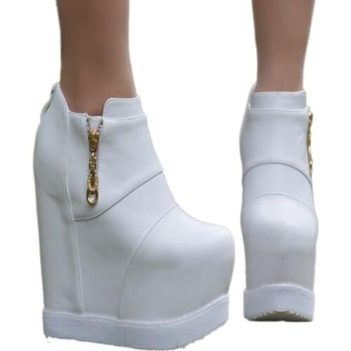 Spring 2020 new ultra-high heel increased leisure womens shoes within 15cm white platform slopes and single shoes