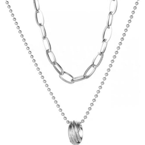 New Fashion Sexy Clavicle Necklaces цепи Titanium Multi-layer Pendant Choker Collier Aesthetic Nacelace for Women Gift