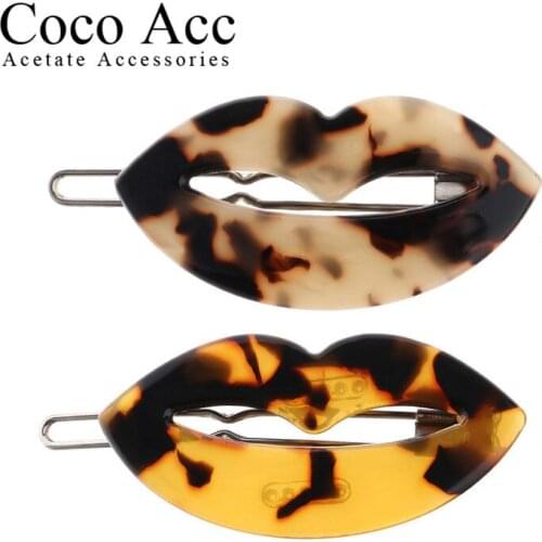 Wholesale acetate tortoiseshell shaped lip shaped hairgrips side alligator snap BB clips
