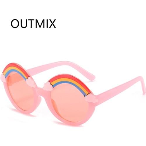 Rainbow Sunglasses Boys Children Round Sun Glasses Kids Colorful Eye Lens Baby Shades Girls Pink Mirror Eyeglasses UV400 Shade