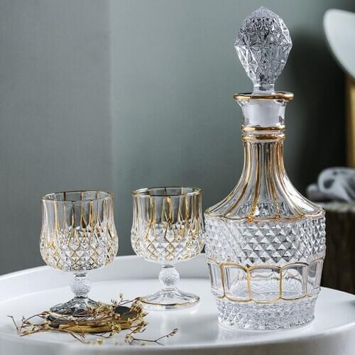 Luxury Crystal Wine Glasses Set Transparent Modern 6 Shot Glass Dispenser Whiskey Glass Set Tequila Vasos Chupito Barware DG50BS