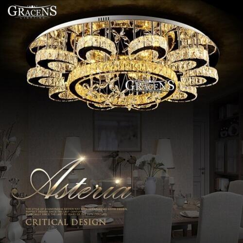 Luxury Flower Shape Chandeliers Crystal Lamp Ceiling Fixtures Round lustre Living Room Hotel Lights LED Lamps Flush Mounted