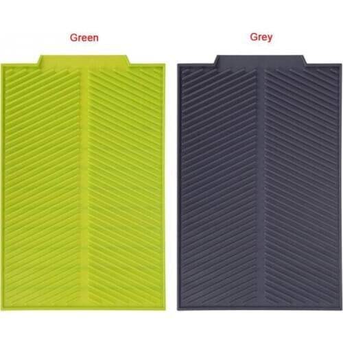 Silicone Dish Drying Mat Flume Folding Draining Mat,Rectangle Drain Mat Drying Dishes Pad Heat Resistant Non-Slip Tray