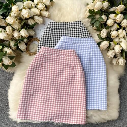 SINGREINY Women Korean Plaid Skirt Fashion Retro High Waist A-line Dresses 2021 Summer Chic Casual Sexy Streetwear Short Skirts