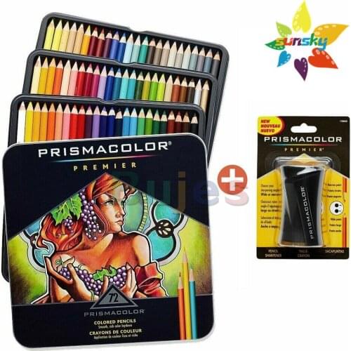 Usa OEM Prismacolor Premier Colored Pencils 132 Pack with Sanford Sharpener Art Kit Gift Set Artist Premier Wooden Soft Core