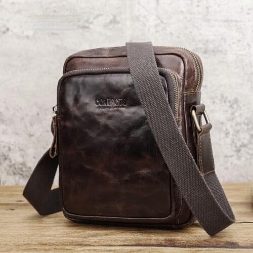 2021 Mens Genuine Leather Business Shoulder Bag Vintage Cross Body Sling Bag For Men Messenger Work Bags For Ipad Cell Phone