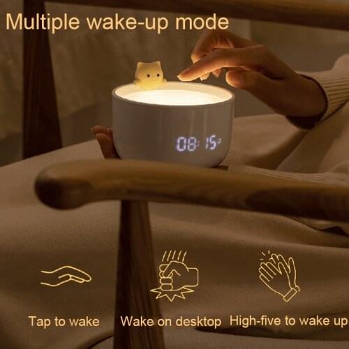 LED Night Light Clock USB Cute Cat Touch-sensitive Lamp Alarm with Digital Time Display for Room Bedside Cute Alarm Clock