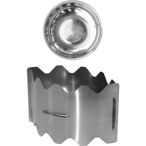 Outdoor Solid Alcohol Stove Portable Solid Fuel Stove Mini Stainless Steel Alcohol Picnic Burner with Windshield Stand