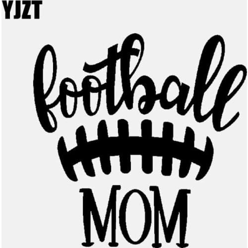 YJZT 13.4CM*13.6CM Football MOM Decor Art Vinyl Car Sticker Decal Black/Silver C3-1705