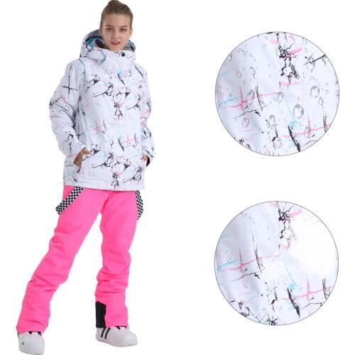 SMN Ski Suit Women Snowboard Jacket Bibs Pants Winter Waterproof Breathable Warm Wind Resistant Outdoor Wear Snowboard Suit