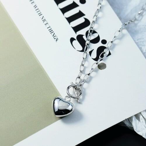 925 Sterling Silver Heart Charm Pendant Choker Necklace For Girl Women Statement Wedding Jewelry dz834