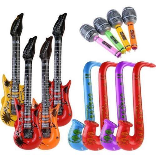 1pcs Fancy Instrument Inflatable Toys Guitar Microphone Radio Inflatable Keyboard Drum for Kids Carnival Party Beach Decoration