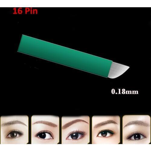 16 Pin 0.18mm Sharp Eyebrow Tatoo Blade Microblading Needles for 3D Embroidery Manual Tattoo Pen Machine 50PCS/Pack