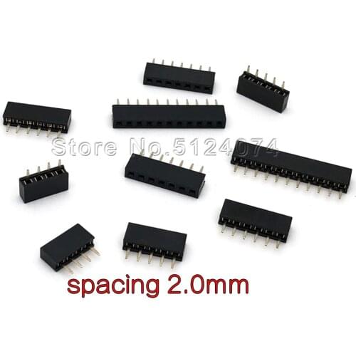 2.0mm single row Female Connector spacing 2.0 straight needle socket female seat 1×2p-11/12/15/16/17/20/25/26/30/32/40pin