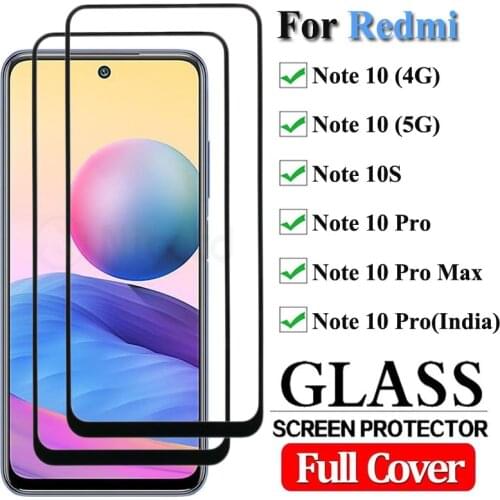 2Pcs Tempered Glass For Xiaomi Redmi Note 10 Pro Max Full Cover Screen Protector Glass For Xiaomi Redmi Note 10 4g 5g 10S 10 Pro