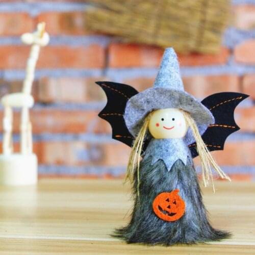 4Pcs/Set Charming Lovely Halloween Ornament Plush Angel Doll Plastic Black Bat Wing Plush Angel Doll Home Decor