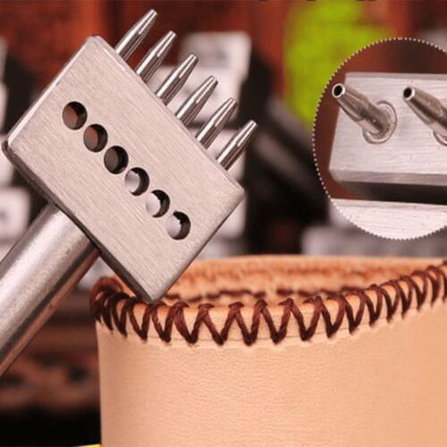 5Pcs/ set 2+3+4+5+6 Prong Leather Craft Tool Set Stainless Steel Hole Chisel Graving Stitching Punch Tools Kit 4 size for choose