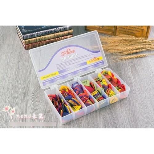 600pcs AP-600T Delrin POM Acoustic Electric Guitar Picks Plectrums 0.49/0.58/0.71/0.89/0.98/1.12mm + Case