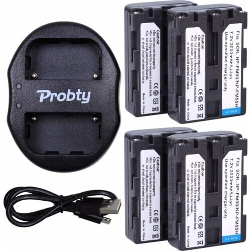 4Pcs NP-FM50 NP-FM55H NP FM50 Battery + USB Charger for Sony TRV280 TRV350 TRV250 TRV19 TRV22 TRV27 TRV33 TRV460 TRV140 TRV17