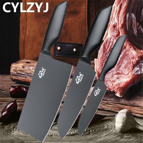 Non-Stick Kitchen Knife Sets 4Cr14mov Stainless Steel Kitchen Chef Knives Set Nakiri Santoku Paring Knife 3 Pcs Set Cooking Tool