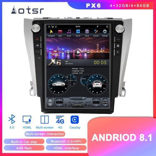 Tesla Style Android 8.1 GPS Navigation DVD Player For Toyota Camry aurion 2012-2016 Car Auto Radio Stereo Multimedia Unit Player