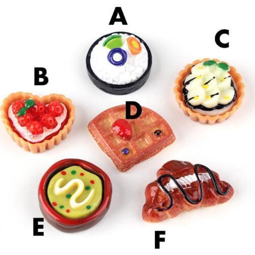 Kawaii Food Resin Cabochons Bread Round Strawberry Cake DIY Jewelry Findings Ornament Accessories Girls Hair Jewelry Bow DIY