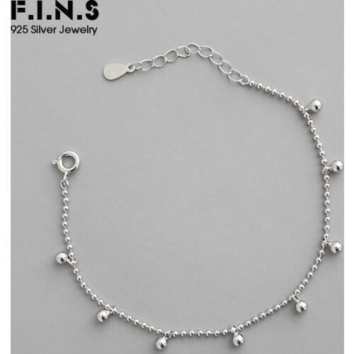 F.I.N.S 925 Sterling Silver Bracelet Minimalist Beads Ball Bracelet Silver 925 Charms Bracelets on Hand Jewelry for Women