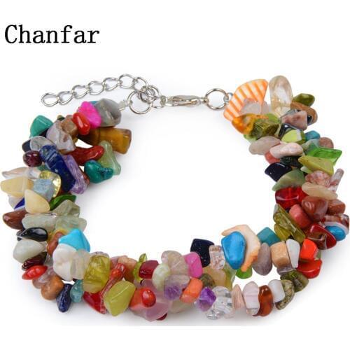Chanfar Fashion Chip Beads Wrapped Natural Beads Bracelet Crystal Tiger Eye Bracelet With Lobster Clasp For Women Jewelry