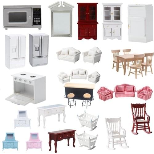 Dollhouse Tableware Kitchenware Furniture Wooden Toy for Girls Miniatures Accessories Things Set Kid Games Toy