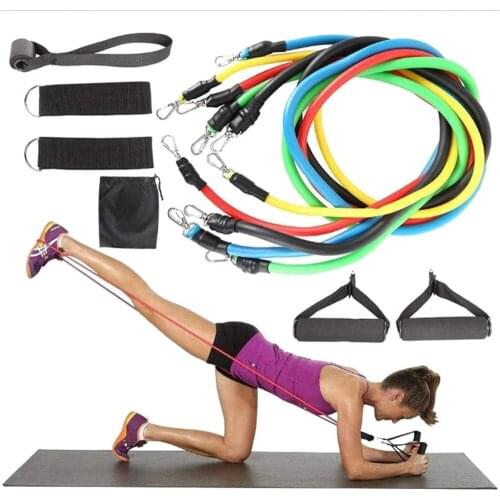 Resistance Band Tube 11pcs Strength Training Fitness Workout Gym Exercise Yoga Elastic Tubes Home Unisex Sports Pull Rope