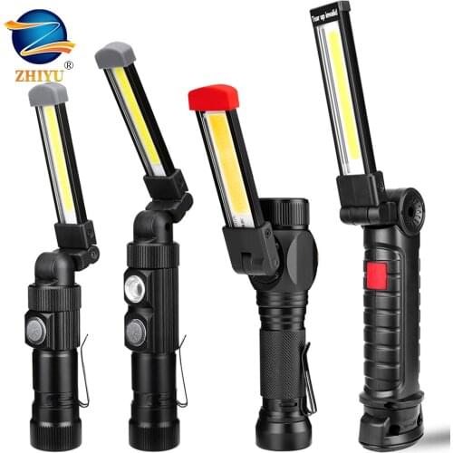 Portable 5 Mode COB Flashlight Torch USB Rechargeable LED Work Light Magnetic COB Lanterna Hanging Hook Lamp for Outdoor Camping