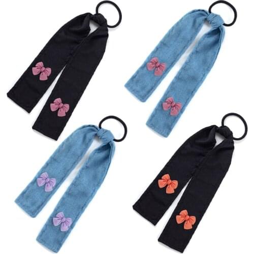 Geebro New Candy Color Bow Accessories Hair Scrunchie Women Hairband Girls Hair Ties Children Hair butterfly Head Rope