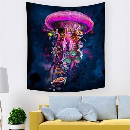 Jellyfish tapestry wall blanket trippy wall hanging carpet indie decor tenture murale farmhouse home decor