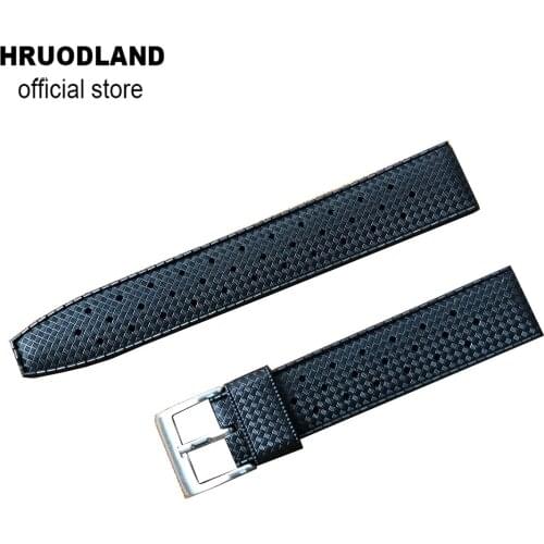 Hruodland Tropic Rubber Watch Strap 20mm For s-eiko SRP777J1 New Watch Band Diving Waterproof Bracelet Black Color