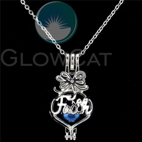 K1119 Handmade Wishes Letter Faith Bowknot Beads Pearl Cage Perfume Diffuser Pendants Locket Necklace Party Gift Jewelry